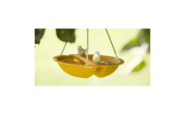 Point Virgule Bamboo Fiber Bird Bath Feeder Ochre Foderbræt Og Fuglebad I Ét - Diverse