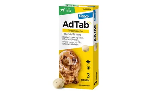 Adtab Tyggetabletter Til Hund, 11-22 Kg 450 Mg - 3 Tabl.