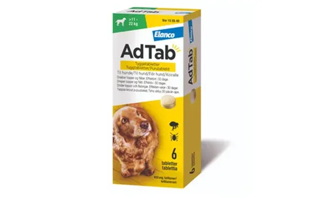 Adtab Tyggetabletter Til Hunde 11-22 Kg 450 Mg - 6 Tabl.