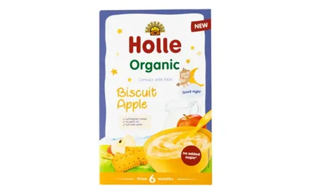 Holle Fuldkornsgrød Med Mælk, Kiks Og Æble Ø - 250 G.