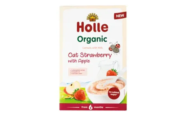 Holle Fuldkorsgrød Med Mælk, Jordbær Og Æble Ø - 250 G.