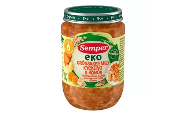 Semper Eko Grøntsager Med Kylling & Bønner Ø 6 Mdr. - 190 G.