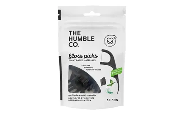 The Humble Co. Dental Floss Picks, Charcoal - 50 Stk.