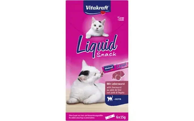 Vitakraft Cat Liquid Snack Med Lever Og Biotin - 6x15 G.