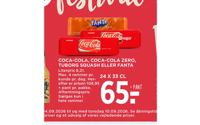 Coca-cola, Coca-cola Zero, Tuborg Squash Eller Fanta