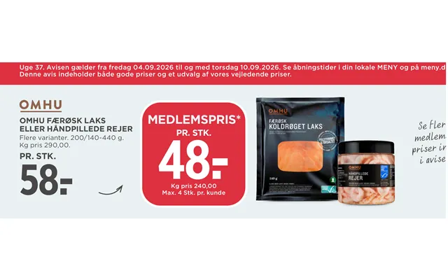 Omhu Færøsk Laks Eller Håndpillede Rejer