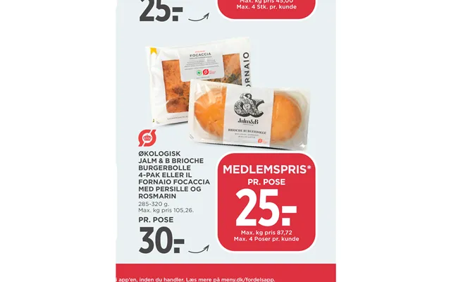 Økologisk Jalm & B Brioche Burgerbolle Fornaio Focaccia Med Persille Og Rosmarin