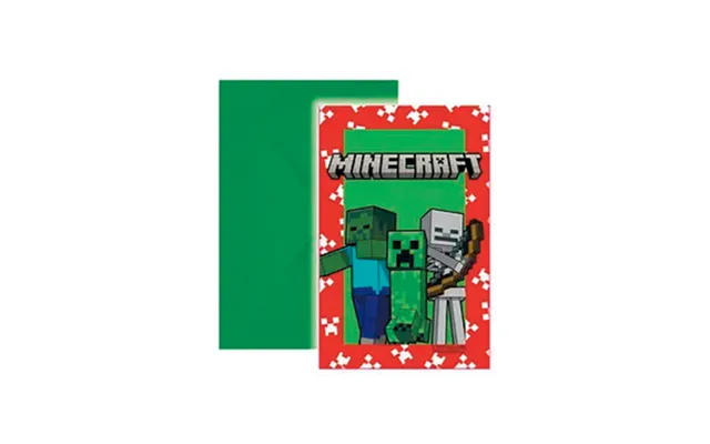 Minecraft Mobs Invitationskort - 6 Stk.