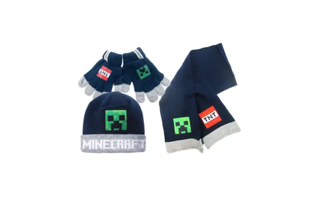 Minecraft Vinter Sæt - Hue, Halstørklæde Og Handsker