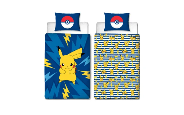Pikachu & Pokeball Sengetøj - Blå