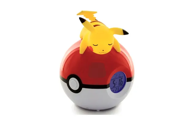 Pikachu Vækkeur Med Lys - Pikachu På Pokeball