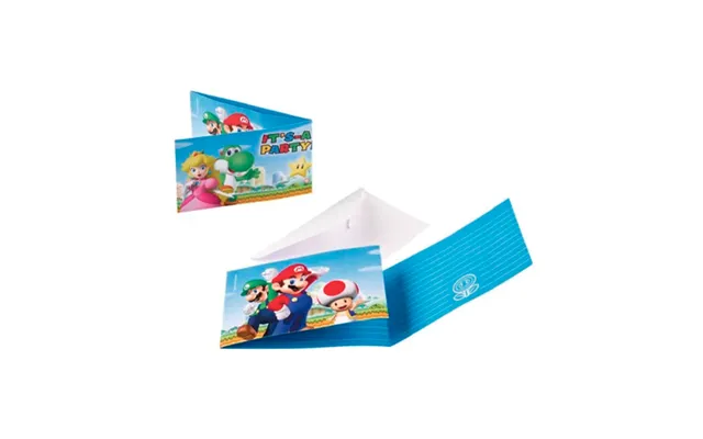 Super Mario Invitationskort - 8 Stk.