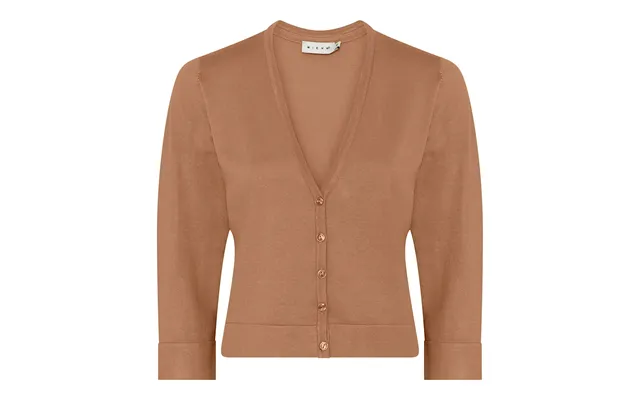 Micha Cardigan Dame 3 4 Ærmer V-hals Viscose Strik Med Knapper - Brun