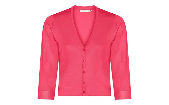 Micha Cardigan Dame 3 4 Ærmer V-hals Viscose Strik Med Knapper - Pink