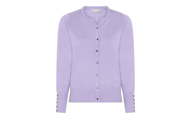 Micha Cardigan Dame Rund Hals Viscose Strik Med Knapper Og Rib - Lavendel