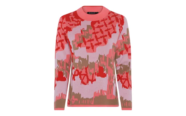 Micha Graphic Jacquard Strik - Koral Latte