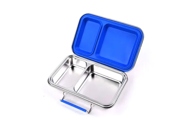 Madkasse 2 Rum - Stainless Steel Rustfrit Stål Silicone Indsats