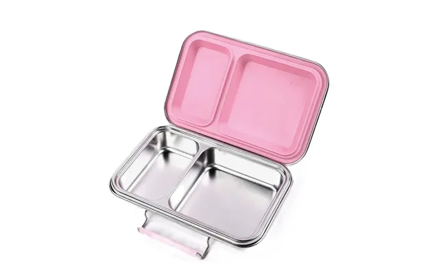 Madkasse 2 Rum - Stainless Steel Rustfrit Stål Silicone Indsats