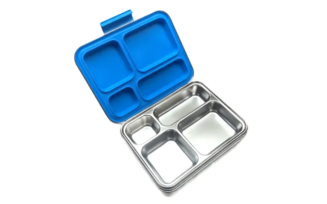 Madkasse 4 Rum - Stainless Steel Rustfrit Stål Silicone Indsats