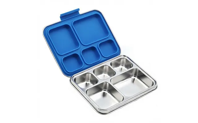 Madkasse 5 Rum - Stainless Steel Rustfrit Stål Silicone Indsats