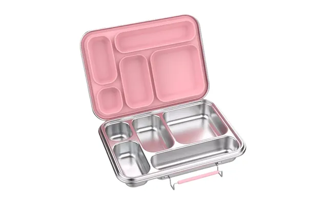 Madkasse 5 Rum - Stainless Steel Rustfrit Stål Silicone Indsats