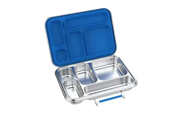 Madkasse 5 Rum - Stainless Steel Rustfrit Stål Silicone Indsats