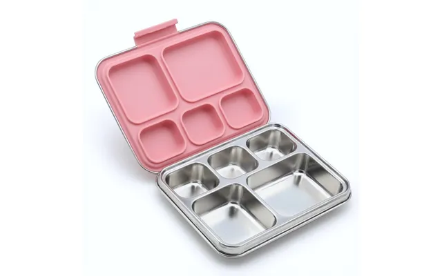 Madkasse 5 Rum - Stainless Steel Rustfrit Stål Silicone Indsats