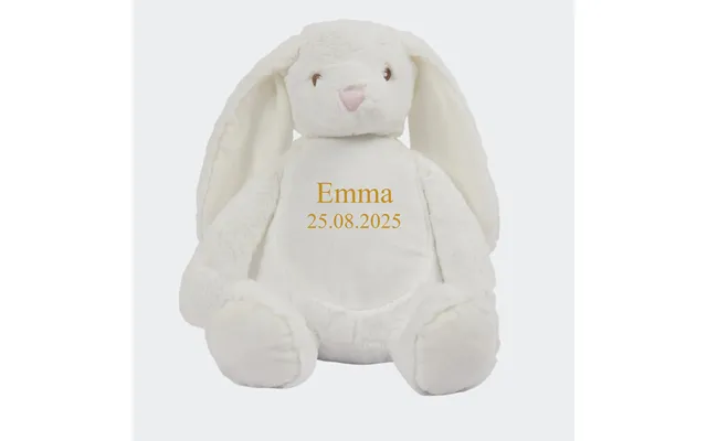 Bamse Med Navn. Hvid Kanin - Navn Dato 544 42cm