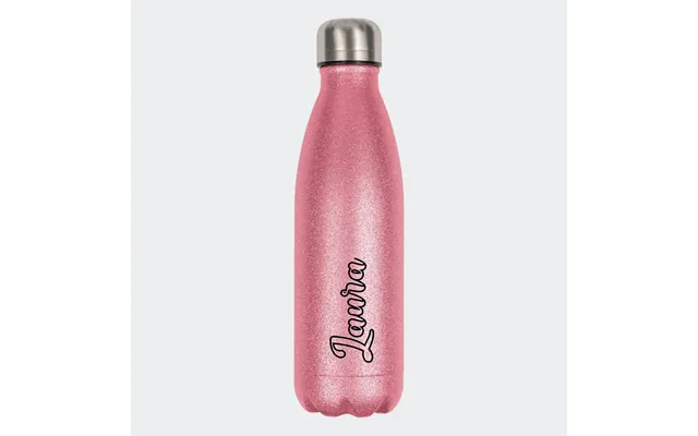 Glitter Drikkedunk Med Navn - Glitter Drikkedunk Lyserød 500ml