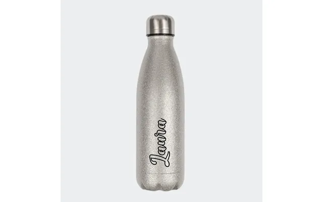 Glitter Drikkedunk Med Navn - Glitter Drikkedunk Sølv 500ml