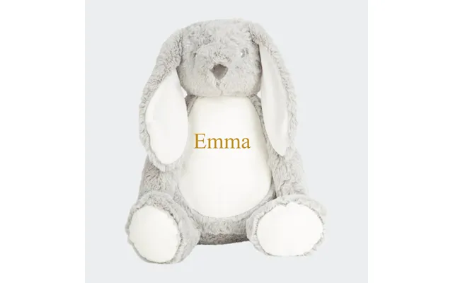 Grå Kanin Bamse Med Navn - Navn 54654654 42cm
