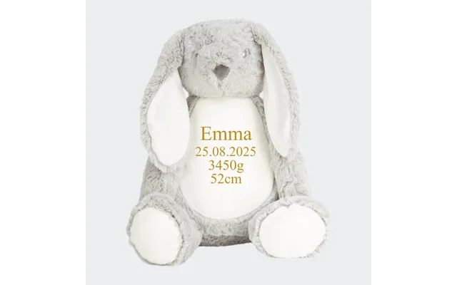 Grå Kanin Bamse Med Navn - Navn Dato Længde Vægt 544 42cm