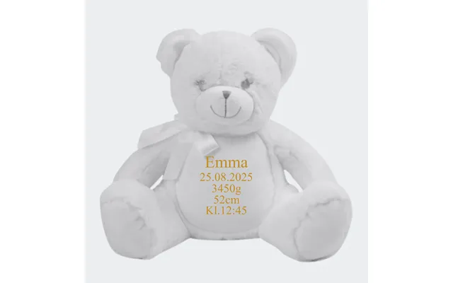 Hvid Bamse Med Navn - Navn Dato Længde Vægt Klokkeslet 544 42cm