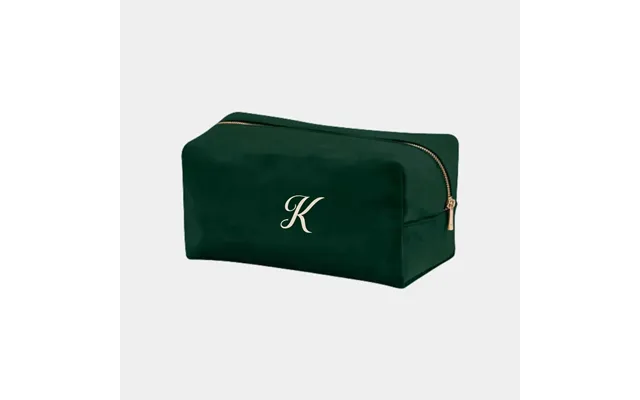 Lille Velour Makeuptaske - Mørkegrøn