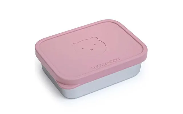 Madkasse Til Børn I Rustfrit Stål Med Silikoneindsats - Rosa