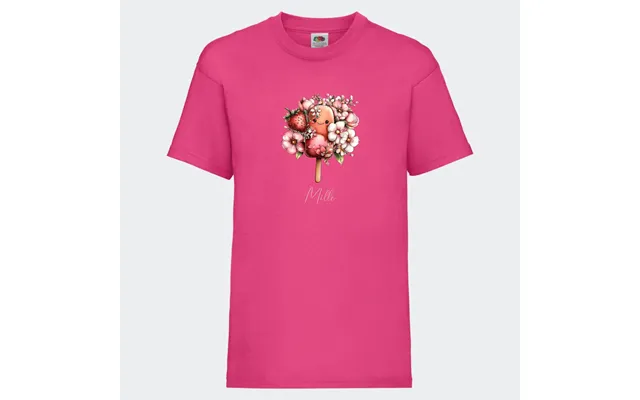 Personlig T-shirt Til Børn Søde Is. Se Farver Og Motiver - T-shirt Print På Front Fuchsia 3-4 År