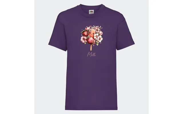 Personlig T-shirt Til Børn Søde Is. Se Farver Og Motiver - T-shirt Print På Front Lilla 3-4 År