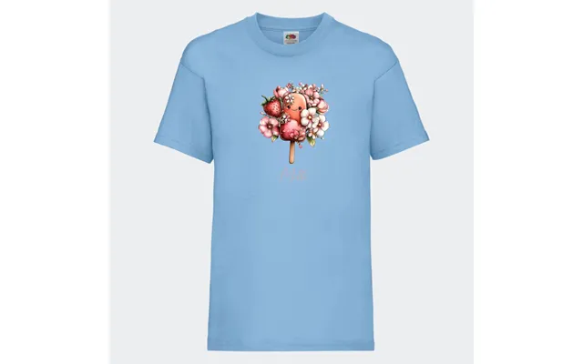 Personlig T-shirt Til Børn Søde Is. Se Farver Og Motiver - T-shirt Print På Front Lyseblå 3-4 År