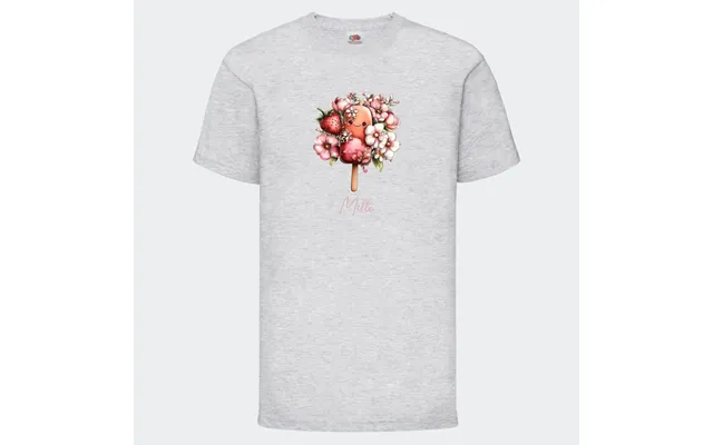 Personlig T-shirt Til Børn Søde Is. Se Farver Og Motiver - T-shirt Print På Front Lysegrå 3-4 År