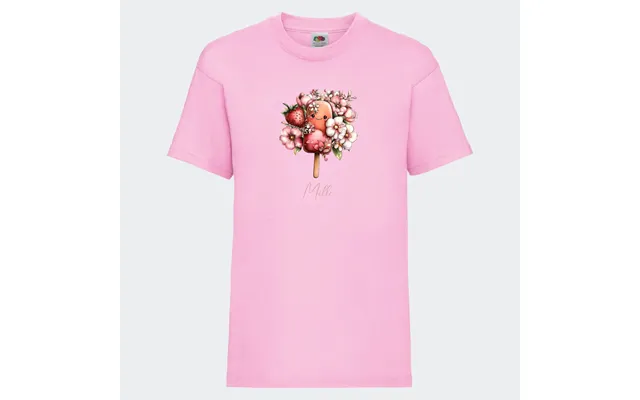 Personlig T-shirt Til Børn Søde Is. Se Farver Og Motiver - T-shirt Print På Front Lyserød 3-4 År