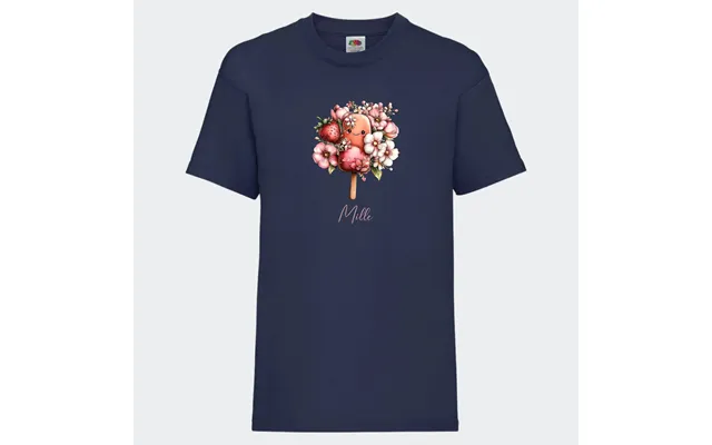 Personlig T-shirt Til Børn Søde Is. Se Farver Og Motiver - T-shirt Print På Front Navy 3-4 År