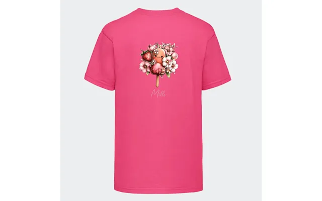 Personlig T-shirt Til Børn Søde Is. Se Farver Og Motiver - T-shirt Print På Ryggen Fuchsia 3-4 År