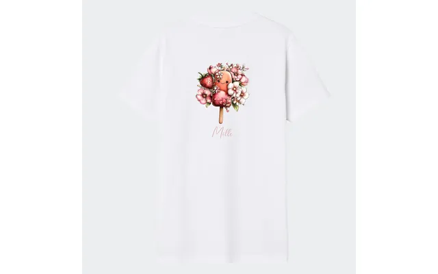 Personlig T-shirt Til Børn Søde Is. Se Farver Og Motiver - T-shirt Print På Ryggen Hvid 3-4 År