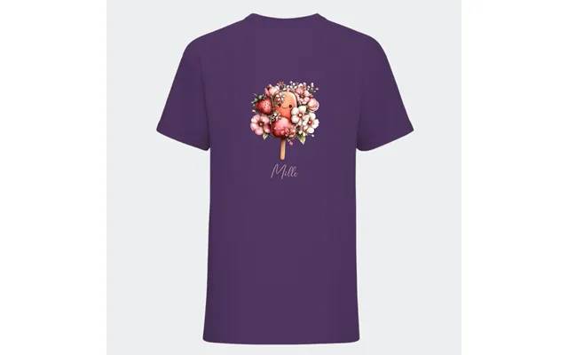 Personlig T-shirt Til Børn Søde Is. Se Farver Og Motiver - T-shirt Print På Ryggen Lilla 3-4 År