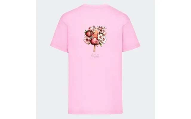 Personlig T-shirt Til Børn Søde Is. Se Farver Og Motiver - T-shirt Print På Ryggen Lyserød 3-4 År