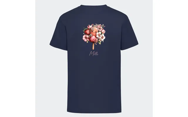 Personlig T-shirt Til Børn Søde Is. Se Farver Og Motiver - T-shirt Print På Ryggen Navy 3-4 År