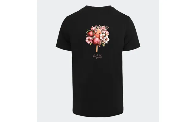 Personlig T-shirt Til Børn Søde Is. Se Farver Og Motiver - T-shirt Print På Ryggen Sort 3-4 År