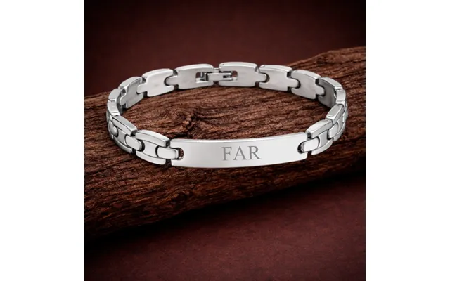 Rektangulært Id-armbånd Til Mænd I Rustfrit Stål M U Gravering - Med Navn Rustfrit Stål 8x228,6mm