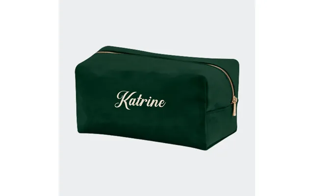 Stor Velour Makeuptaske - Mørkegrøn