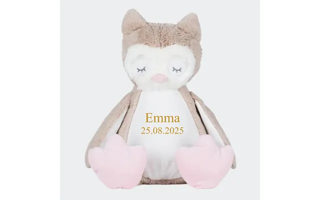 Ugle Bamse Med Broderi - Navn Dato 544 42cm